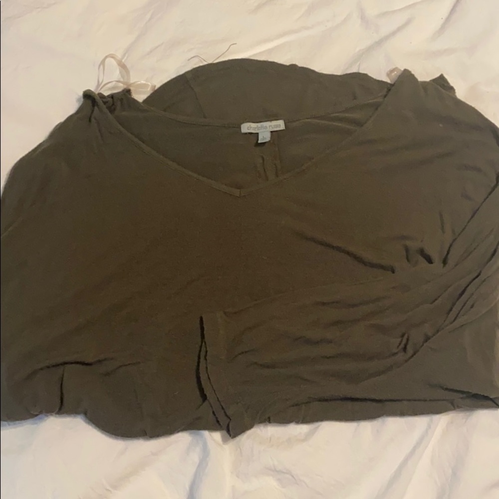 High low mid sleeve blouse